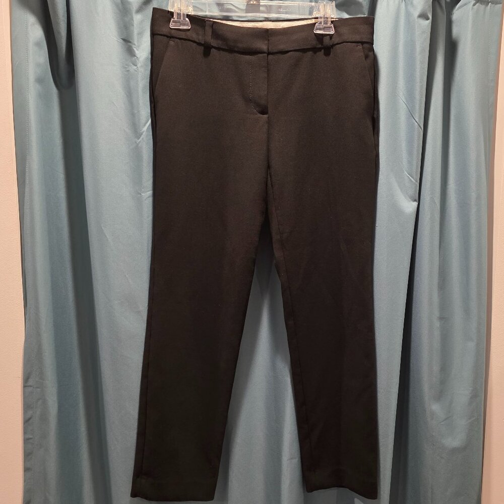 Ann Taylor Loft Petite 6P Black Dress Pants Pockets Low Rise Straight Leg Ponte
